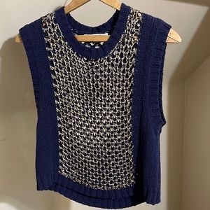 Derek Lam 10 Crosby gold and navy sweater vest